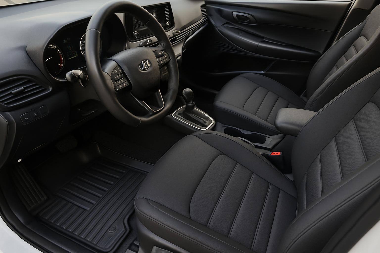 Hyundai i20 iç mekanında 3D havuzlu paspas ve koltuk kılıfı detayları