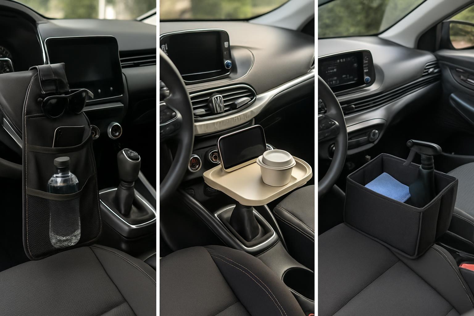 Renault Clio, Fiat Egea ve Hyundai i20 araç içlerinde düzenli ve fonksiyonel organizasyon ürünleri kullanımı
