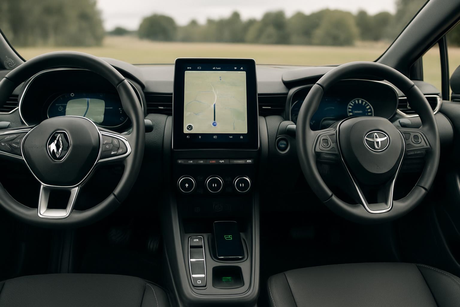 Renault Clio ve Toyota Corolla elektrikli araç içi kablosuz şarj ve multimedya sistemi