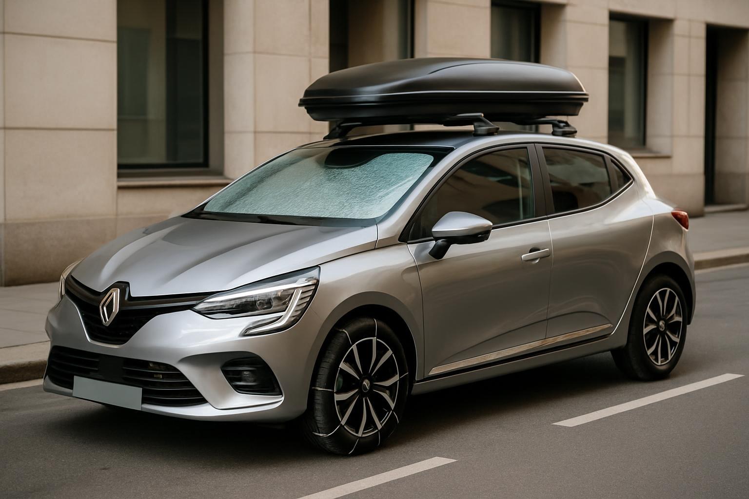 Renault Clio 6. nesil hibrit ve benzinli modelleri, mevsimsel bakım ve aksesuarlarla şehir içinde park halinde